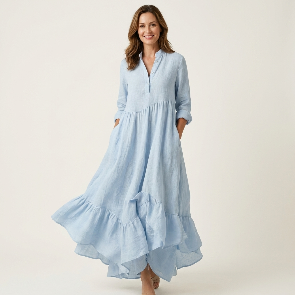 Vestido Oriella · Celeste — 2
