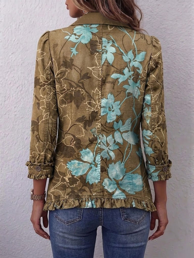 Chaqueta Placidia · Floreale oliva y Turquesa — 2