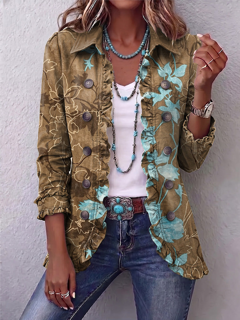 Chaqueta Placidia · Floreale oliva y Turquesa — 1